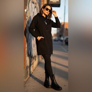 Polo Ralph Lauren Black Hoodie Long Sleeve Sweatshirt Dress Size Large